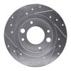 E-Line Drilled & Slotted Silver Brake Rotor, 1971-1989 Peugeot, Position: Rear Right - image 3