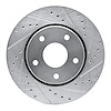 E-Line Drilled & Slotted Silver Brake Rotor, 2008-2016 Fits Multiple Makes/Models, Position: Front Right - image 1
