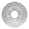 E-Line Drilled & Slotted Silver Brake Rotor, 1986-1992 GM, Position: Rear Left - image 1