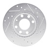 E-Line Drilled & Slotted Silver Brake Rotor, 1988-2019 GM, Position: Front Left