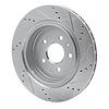 E-Line Drilled & Slotted Silver Brake Rotor, 2014-2019 GM, Position: Rear Left - image 1