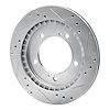 E-Line Drilled & Slotted Silver Brake Rotor, 1999-2004 Fits Multiple Makes/Models, Position: Front Left - image 1