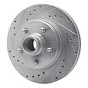 E-Line Drilled & Slotted Silver Brake Rotor, 1977-1995 GM, Position: Front Left - image 1