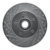 E-Line Drilled & Slotted Silver Brake Rotor, 1974-1980 Ford/Lincoln/Mercury/Mazda, Position: Front Left - image 1