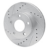 E-Line Drilled & Slotted Silver Brake Rotor, 1975-1980 Ford/Lincoln/Mercury/Mazda, Position: Rear Left - image 1