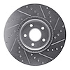 E-Line Drilled & Slotted Silver Brake Rotor, 2004-2019 Fits Multiple Makes/Models, Position: Front Left - image 1