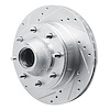 E-Line Drilled & Slotted Silver Brake Rotor, 1980-1985 Ford/Lincoln/Mercury/Mazda, Position: Front Left - image 1