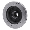E-Line Drilled & Slotted Silver Brake Rotor, 1986-1994 Ford/Lincoln/Mercury/Mazda, Position: Front Right - image 1