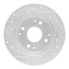 E-Line Drilled & Slotted Silver Brake Rotor, 1998-2002 Acura/Honda, Position: Rear Right - image 2