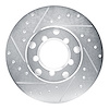 E-Line Drilled & Slotted Silver Brake Rotor, 1965-1973 Mercedes-Benz, Position: Front Left