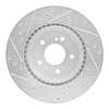 E-Line Drilled & Slotted Silver Brake Rotor, 1998-2009 Fits Multiple Makes/Models, Position: Rear Right - image 1