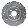 E-Line Drilled & Slotted Silver Brake Rotor, 2008-2015 Mercedes-Benz, Position: Rear Left