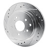 E-Line Drilled & Slotted Silver Brake Rotor, 1989-1996 Infiniti/Nissan, Position: Rear Left - image 1