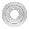E-Line Drilled & Slotted Silver Brake Rotor, 1988-1995 Infiniti/Nissan, Position: Rear Left - image 1