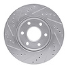 E-Line Drilled & Slotted Silver Brake Rotor, 2005-2021 Fits Multiple Makes/Models, Position: Front Right - image 1