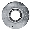 E-Line Drilled & Slotted Silver Brake Rotor, 1987-1990 Mitsubishi, Position: Front Left - image 1