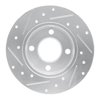 E-Line Drilled & Slotted Silver Brake Rotor, 1982-1998 Audi/Porsche/Volkswagen, Position: Rear Right - image 2