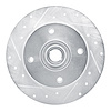E-Line Drilled & Slotted Silver Brake Rotor, 1965-1974 Audi/Porsche/Volkswagen, Position: Front Left - image 1