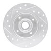 E-Line Drilled & Slotted Silver Brake Rotor, 1985-2002 Audi/Porsche/Volkswagen, Position: Rear Right - image 2