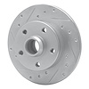 E-Line Drilled & Slotted Silver Brake Rotor, 1992-1998 Audi/Porsche/Volkswagen, Position: Rear Left - image 1