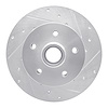 E-Line Drilled & Slotted Silver Brake Rotor, 1979-1985 Audi/Porsche/Volkswagen, Position: Front Right - image 1