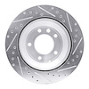 E-Line Drilled & Slotted Silver Brake Rotor, 2003-2018 Audi/Porsche/Volkswagen, Position: Rear Left