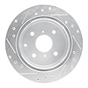 E-Line Drilled & Slotted Silver Brake Rotor, 1984-1988 Lexus/Toyota/Scion, Position: Rear Right - image 1