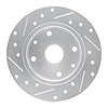 E-Line Drilled & Slotted Silver Brake Rotor, 1981-1985 Ford/Lincoln/Mercury/Mazda, Position: Rear Right - image 1