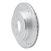 E-Line Drilled & Slotted Silver Brake Rotor, 1986-1991 Ford/Lincoln/Mercury/Mazda, Position: Rear Right - image 1