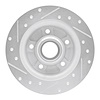 E-Line Drilled & Slotted Silver Brake Rotor, 1988-1992 Ford/Lincoln/Mercury/Mazda, Position: Rear Right - image 1