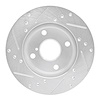 E-Line Drilled & Slotted Silver Brake Rotor, 1990-1993 Ford/Lincoln/Mercury/Mazda, Position: Front Right - image 1
