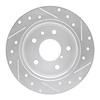 E-Line Drilled & Slotted Silver Brake Rotor, 1989-1991 Ford/Lincoln/Mercury/Mazda, Position: Rear Left - image 1