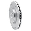 E-Line Drilled & Slotted Silver Brake Rotor, 2001-2007 Peugeot, Position: Front Left