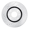 E-Line Drilled & Slotted Silver Brake Rotor, 2003-2018 Peugeot, Position: Front Left