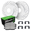 GEO-Carbon Drilled & Slotted Brake Rotor Set w/Performance Sport Pads & Hardware, 1998-1998 Mitsubishi, Position: Front - image 1