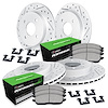 GEO-Carbon Drilled & Slotted Brake Rotor Set w/Performance Sport Pads & Hardware, 1998-1998 Mitsubishi, Position: Front & Rear - image 1