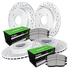GEO-Carbon Drilled & Slotted Brake Rotor Set w/Performance Sport Pads, 1998-1998 Mitsubishi, Position: Front - image 1