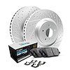 GEO-Carbon Drilled & Slotted Brake Rotor Set w/Euro Ceramic Pads & Hardware, 2006-2012 BMW, Position: Front - image 1