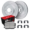 GEO-Carbon Drilled & Slotted Brake Rotor Set w/Optimum OE Pads & Hardware, 1999-1999 Mopar, Position: Front - image 1