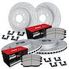 GEO-Carbon Drilled & Slotted Brake Rotor Set w/Optimum OE Pads & Hardware, 2016-2017 Kia/Hyundai/Genesis - image 1