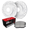 GEO-Carbon Drilled & Slotted Brake Rotor Set w/Optimum OE Pads, 1998-1998 Mitsubishi, Position: Rear - image 1