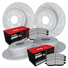 GEO-Carbon Drilled & Slotted Brake Rotor Set w/Optimum OE Pads, 2020-2020 GM, Position: Front & Rear - image 1