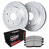 GEO-Carbon Drilled & Slotted Brake Rotor Set w/Performance Off-Road/Tow Pads, 2009-2020 GM, Position: Front - image 1
