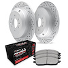 GEO-Carbon Drilled & Slotted Brake Rotor Set w/Performance Off-Road/Tow Pads, 2004-2015 Infiniti/Nissan, Position: Rear - image 1