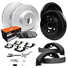 GEO-Carbon Drilled/Slotted Rotor/Drums w/SD Pads/Shoes/Hardware/Adjusters, 2005-2006 Select Makes/Models, Position: Front/Rear - image 1