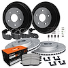 GEO-Carbon Drilled & Slotted Brake Rotor & Drum Set w/Super-Duty Pads, Shoes, Hardware/Adjusters, 1993-1996 GM, Position: Front - image 1