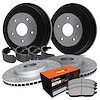 GEO-Carbon Drilled & Slotted Brake Rotor & Drum Set w/Super-Duty Pads & Shoes, 2003-2004 Ford/Lincoln/Mercury/Mazda - image 1
