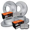 GEO-Carbon Drilled & Slotted Brake Rotor Set w/Super-Duty Pads, 1999-2000 Ford/Lincoln/Mercury/Mazda, Position: Rear - image 1