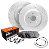 GEO-Carbon Drilled/Slotted Rotors w/Super-Duty Pads/Sensor/Hardware, Fits Select Multiple Makes/Models, Position: Front - image 1