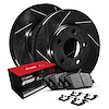 E-Line Slotted Black Rotors w/5000 Oep Pads & Hardware Kit, 2007-2015 BMW, Position: Front - image 1